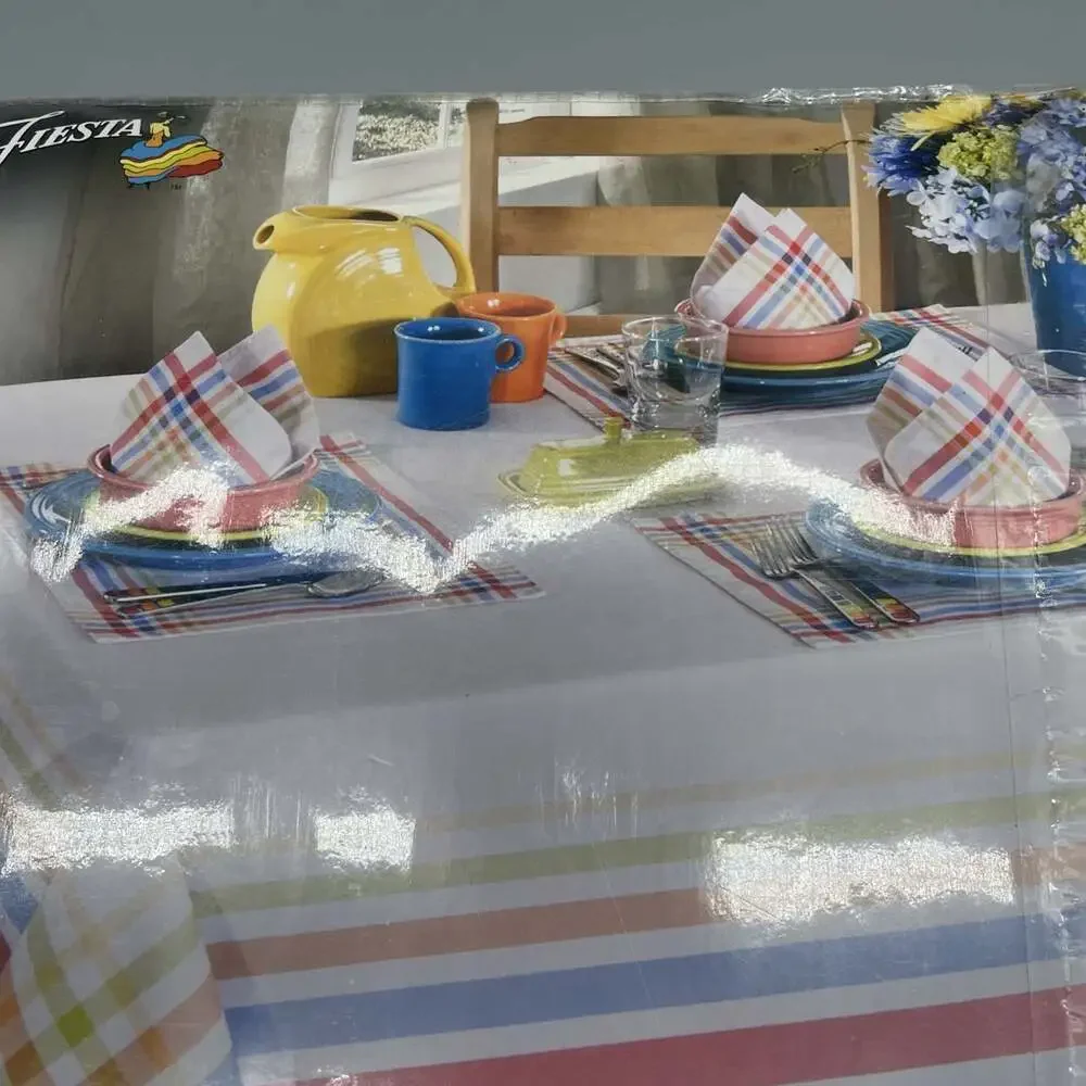 NOS Vintage Fiesta Tablecloth 60 x 102 Oblong Plaid Deadstock NIP